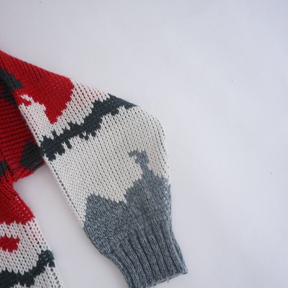 Vintage Club International Red Gray Eclectic Grandpa Outdoor Crewneck Sweater M - Picture 4 of 10